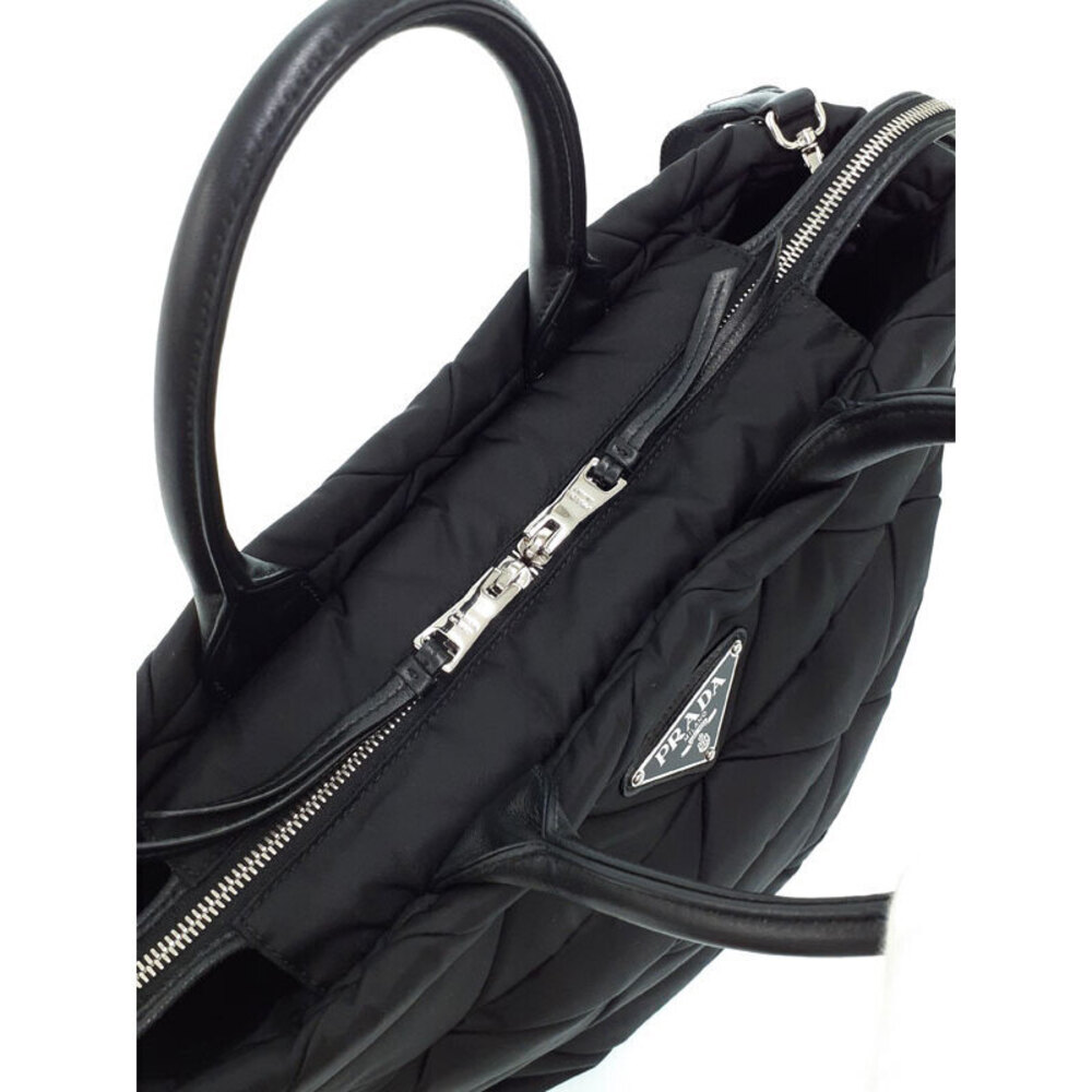Prada logo Tote bag quilted Padded Bag black ReNylon triangle - Picture 6 of 9